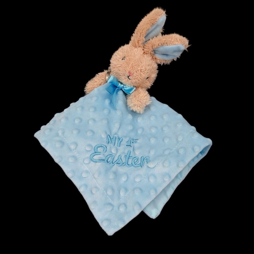 My 1st Easter Bunny Lovey Blue Security Blanket Rattle Baby Plush Walmart